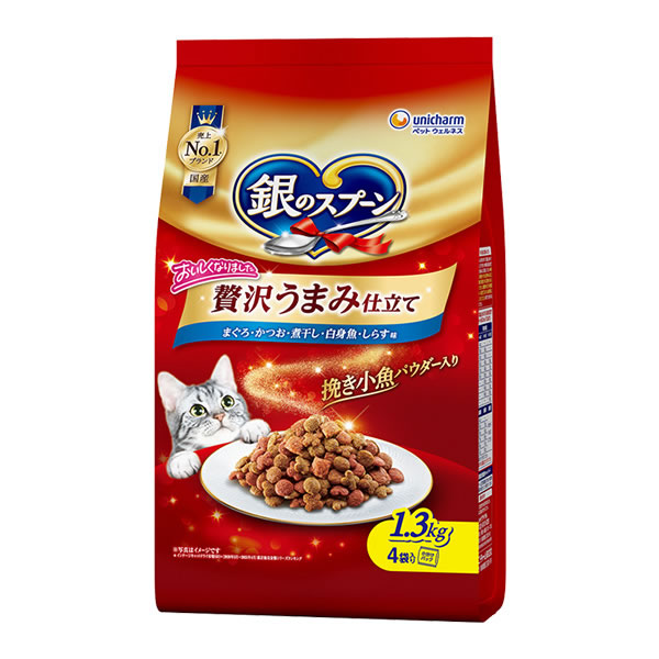 ユニ・チャーム 銀のスプーン贅沢うまみ仕立てまぐろ・かつお・煮干し・白身魚・しらす味 250g 4520699655627 ※2ケース 36個ロット
