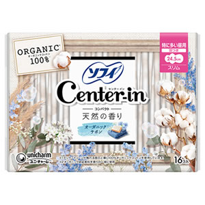 ユニ・チャーム ソフィ センターインコンパクト1/2 天然の香り オーガニックサボン 特に多い昼用 24.5cm 16コ入 ※18個ロット