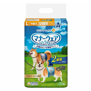 ユニ・チャーム マナーウェア 男の子用 Lサイズ 中型犬用 40枚 4520699631898 ※2ケース 16個